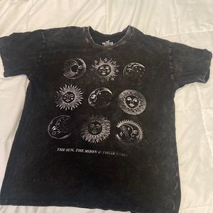 faded black cute sun/moon oversized hollister tee shirt